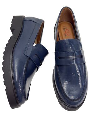 New MIA Amore "Hali" Lug Sole Penny Blue Loafers. 8.5